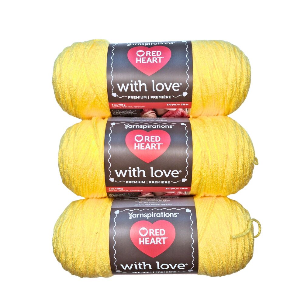 Red Heart With Love Yarn - Daffodil Yellow - 3 Skeins